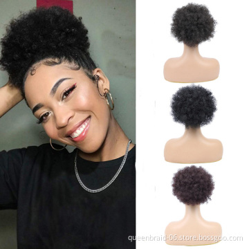 Afro Puff Drawstring Ponytail Kinky Curly Afro Clip on Updo Chignon Bun Hair Piece Extensions for African American Women